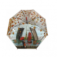 Зонт-трость , полуавтомат, купол 95 см., 8 спиц, прозрачный, для женщин, мультиколор GALAXY OF UMBRELLAS