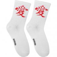 Женские носки  высокие, фантазийные, размер 35-40, красный, бежевый Yes!Socks