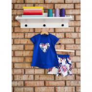 Комплект одежды , футболка и шорты, размер 32/128, синий BabyMaya
