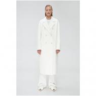 Пальто   демисезонное, шерсть, силуэт свободный, удлиненное, размер L, белый Prav.da