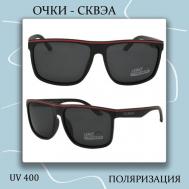 Солнцезащитные очки , прямоугольные, оправа: пластик, с защитой от УФ, поляризационные, черный LERO