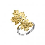 Перстень , комбинированное золото, 585 проба, родирование, бриллиант, размер 18 Альдзена