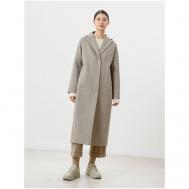 Пальто-кокон   демисезонное, шерсть, силуэт прямой, удлиненное, размер 42/170, бежевый Pompa