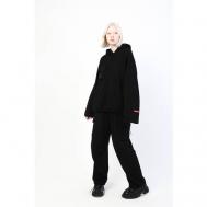 Костюм , толстовка и брюки, повседневный стиль, оверсайз, карманы, размер 146, черный RiONA