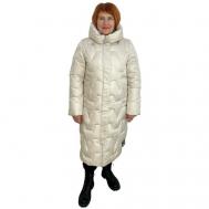 Куртка  зимняя, удлиненная, силуэт прямой, ветрозащитная, утепленная, стеганая, размер 56, бежевый Hannan