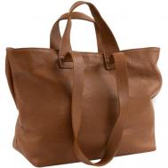 Сумка  шоппер  повседневная, натуральная кожа, вмещает А4, внутренний карман, складная, коричневый Sefaro