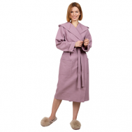 Халат  средней длины, длинный рукав, капюшон, размер 54, фиолетовый Lilians