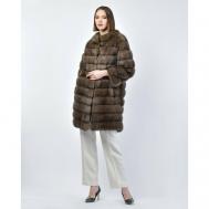 Пальто , соболь, силуэт прямой, размер 44, коричневый Antonio Didone