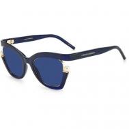 Солнцезащитные очки , кошачий глаз, оправа: пластик, для женщин, синий Carolina Herrera