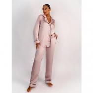 Пижама , брюки, длинный рукав, карманы, размер 52, розовый Малиновые сны