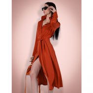 Платье-рубашка , прямой силуэт, макси, размер 44, коралловый, бордовый Etto