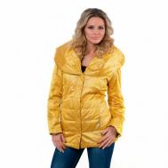 куртка  демисезонная, удлиненная, силуэт прямой, карманы, утепленная, подкладка, без капюшона, манжеты, размер 46, желтый Дева