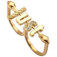 Кольцо на два пальца , кристалл, размер 18, золотой Just Cavalli