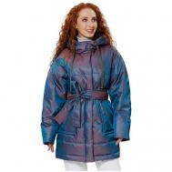 куртка   зимняя, средней длины, силуэт полуприлегающий, манжеты, капюшон, утепленная, мембранная, водонепроницаемая, карманы, размер 64, розовый, фиолетовый D`imma Fashion Studio