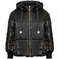 Куртка  , демисезон/зима, средней длины, силуэт свободный, капюшон, карманы, размер M, черный Liu Jo