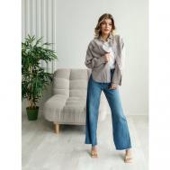 Блуза  , повседневный стиль, прямой силуэт, длинный рукав, карманы, однотонная, размер 50-52, серый Kayros