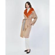 Пальто-реглан   зимнее, шерсть, оверсайз, средней длины, размер М, бежевый Gianfranco Ferre