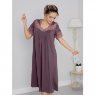 Сорочка  удлиненная, короткий рукав, трикотажная, размер 64, фиолетовый Совушка Трикотаж