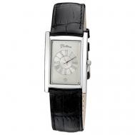 Наручные часы  мужские, кварцевые, корпус серебро, 925 пробасеребряный Platinor