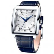 Наручные часы  мужские, кварцевые, корпус серебро, синий Sokolov