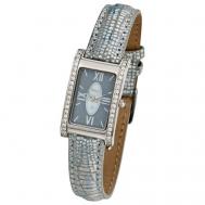 Наручные часы  женские, кварцевые, корпус серебро, 925 проба, фианитсерый Platinor