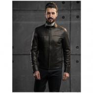 Кожаная куртка  демисезонная, силуэт прямой, размер XL, черный Sartori Dodici