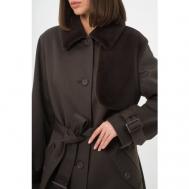 Пальто  , демисезон/зима, шерсть, силуэт прямой, средней длины, размер 44/46/164-172, коричневый EKATERINA ZHDANOVA