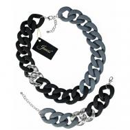 Комплект бижутерии : цепь, браслет, кристалл, размер колье/цепочки 56 см., серый Janess