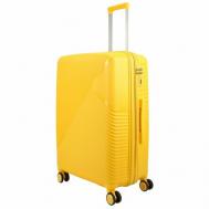 Умный чемодан  Light 2508001, полипропилен, опорные ножки на боковой стенке, рифленая поверхность, увеличение объема, водонепроницаемый, ребра жесткости, 105 л, размер L, желтый Impreza
