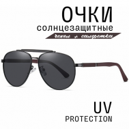 Солнцезащитные очки , авиаторы, оправа: металл, поляризационные, с защитой от УФ, устойчивые к появлению царапин, черный MIOFORM