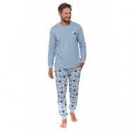 Пижама , брюки, лонгслив, размер XXL, голубой Doctor Nap