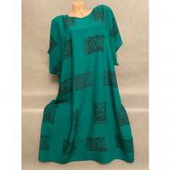 Платье хлопок, повседневное, свободный силуэт, миди, размер 56-66, зеленый P.S.O Plus Shop Online