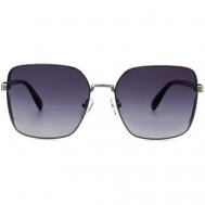 Солнцезащитные очки , квадратные, оправа: металл, поляризационные, для женщин, серебряный Furlux
