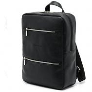 Рюкзак  мессенджер  21С1040КЧ6, натуральная кожа, отделение для ноутбука, вмещает А4, внутренний карман, черный Igermann