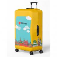 Чехол для чемодана , размер S, желтый, голубой CVT