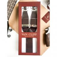 Подтяжки , натуральная кожа, металл, подарочная упаковка, длина 110 см., коричневый Van Cliff