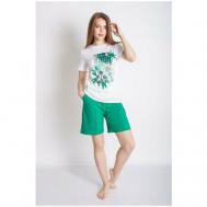 Костюм , футболка и шорты, повседневный стиль, прямой силуэт, карманы, размер 58, зеленый Lika Dress