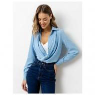 Блуза  , повседневный стиль, длинный рукав, размер 44, голубой Viaville