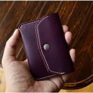 Кредитница , натуральная кожа, 2 кармана для карт, 2 визитки, фиолетовый kushnerov
