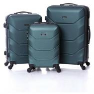 Комплект чемоданов , 3 шт., ABS-пластик, рифленая поверхность, опорные ножки на боковой стенке, размер S/M/L, зеленый Freedom