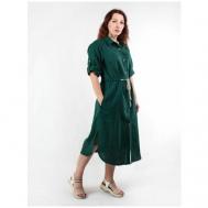 Платье , прямой силуэт, миди, карманы, размер (56)170-112-118, зеленый KiS