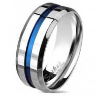 Кольцо , нержавеющая сталь, размер 20, серебряный, синий Spikes