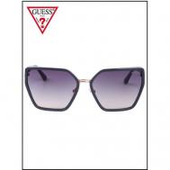 Солнцезащитные очки , бабочка, оправа: металл, с защитой от УФ, градиентные, для женщин, фиолетовый Guess