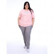 Комплект , брюки, туника, короткий рукав, карманы, размер 64, серый, розовый НОВЫЙ ПРИКИД