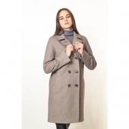 Пальто-пиджак   демисезонное, шерсть, силуэт прямой, укороченное, размер 42/170, коричневый, бежевый Margo