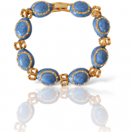 Браслет , кристаллы Swarovski, эмаль, 1 шт., размер 19 см., размер one size, диаметр 9.5 см., голубой, золотой Северная Венеция
