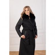 Пальто-реглан  демисезонное, демисезон/зима, силуэт прямой, удлиненное, размер 48/170, черный Renata