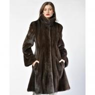 Пальто , норка, силуэт прилегающий, размер 40, серый Manakas Frankfurt
