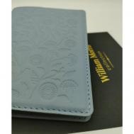 Обложка для паспорта , натуральная кожа, подарочная упаковка, голубой William Morris