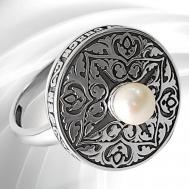 Кольцо , серебро, 925 проба, чернение, жемчуг, размер 19.5, серебряный VITACREDO